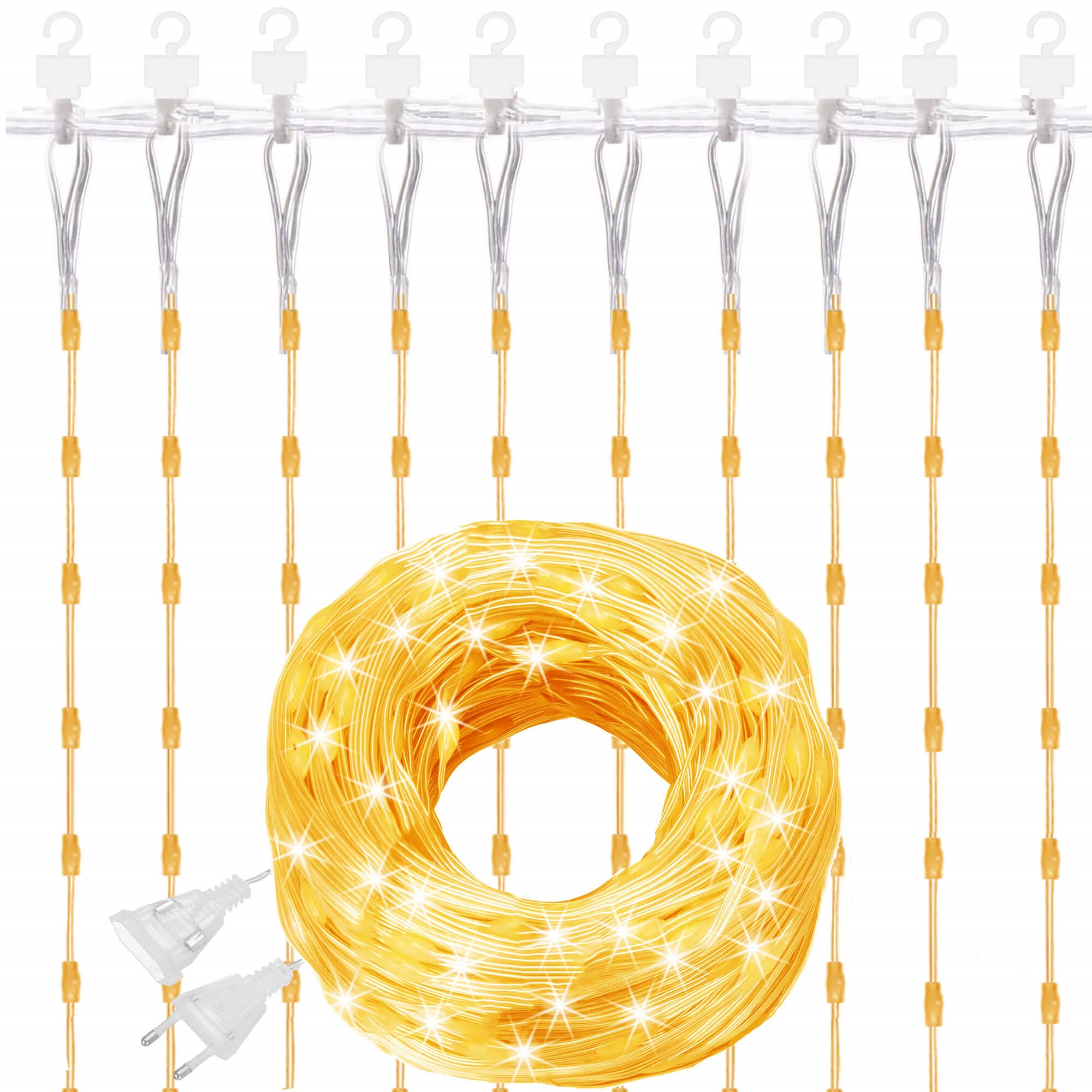 Kalėdinė girlianda springos 300 led, 3x3 m, šiltai balta