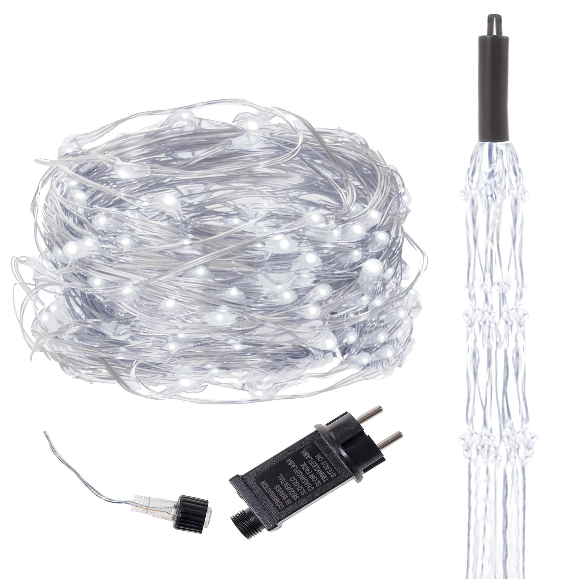 Kalėdinės lemputės springos cl0094 300 led šaltai balta, 2 m