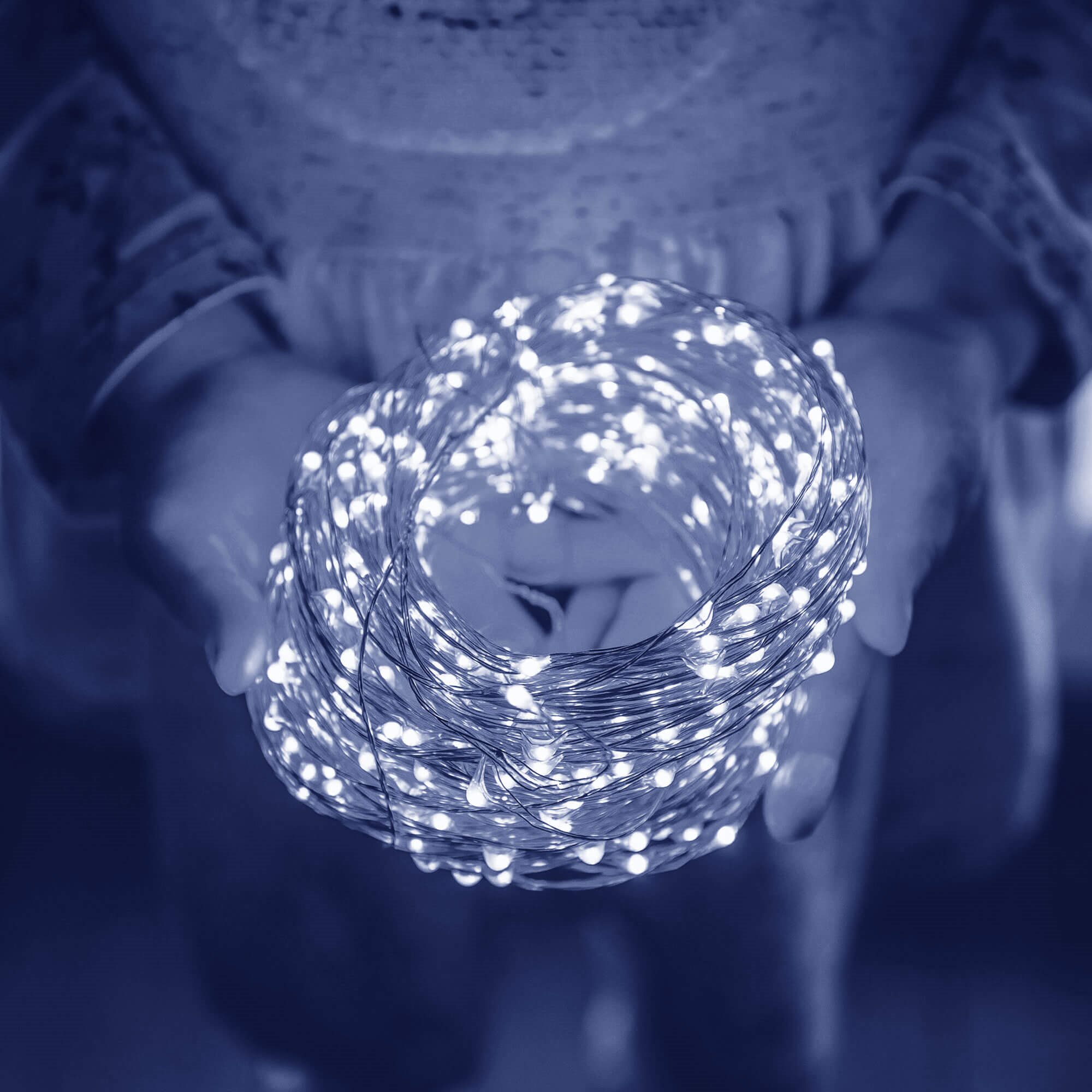 Kalėdinė švieselių girlianda su saulės elementu ir 100 mikro LED, šaltai balta, 12 m 2