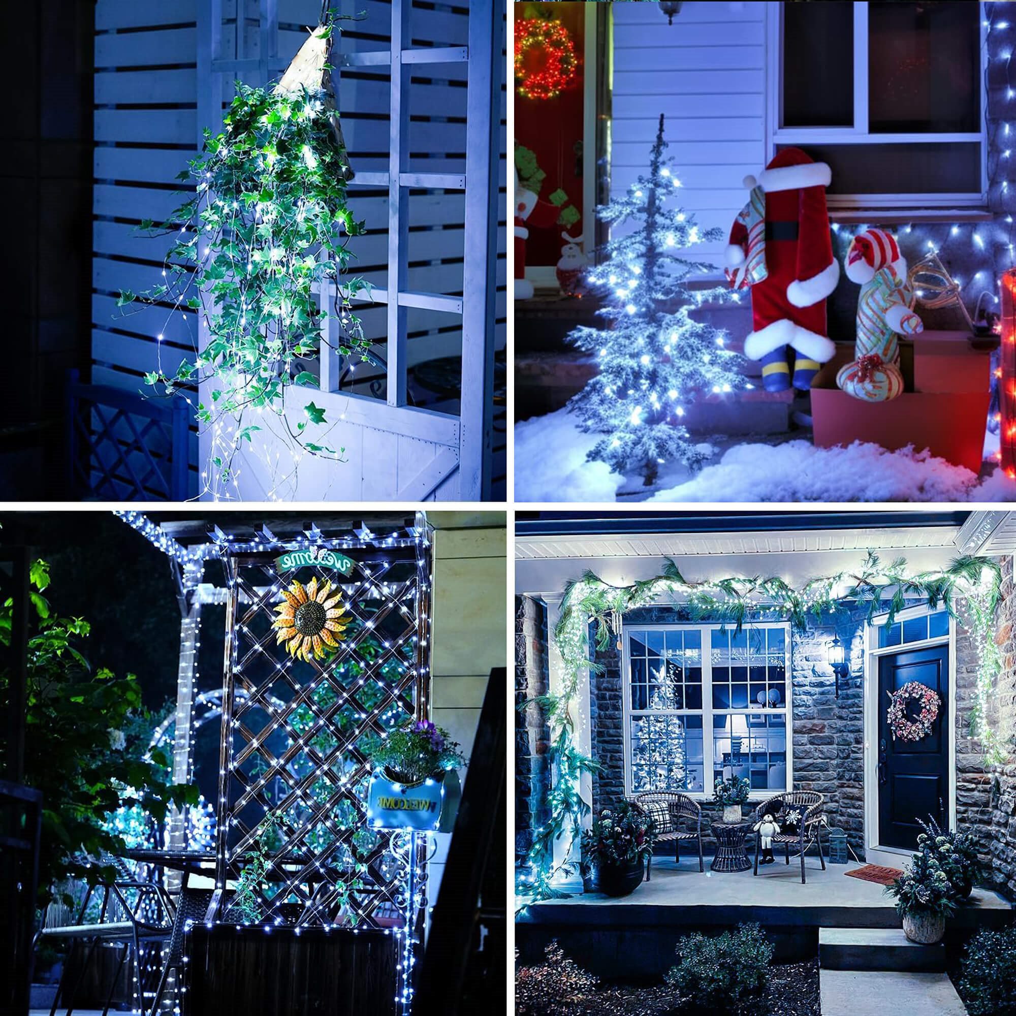 Kalėdinė švieselių girlianda su saulės elementu ir 100 mikro LED, šaltai balta, 12 m