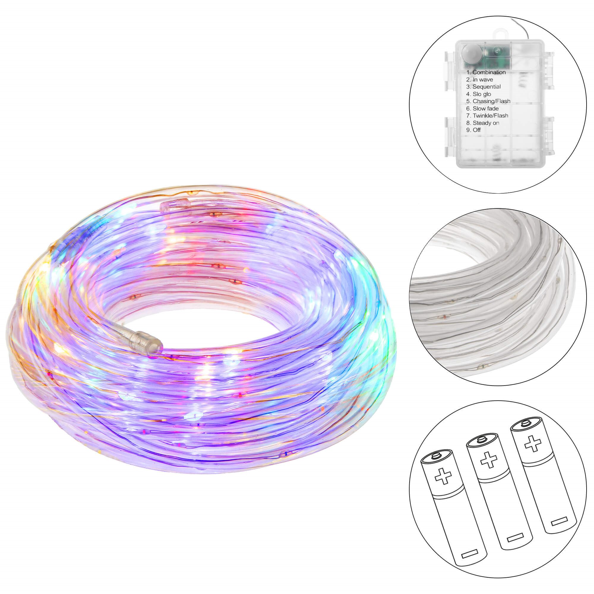Led kalėdinė girlianda springos, 5,7 m, daugiaspalvė, 50 led, ip44