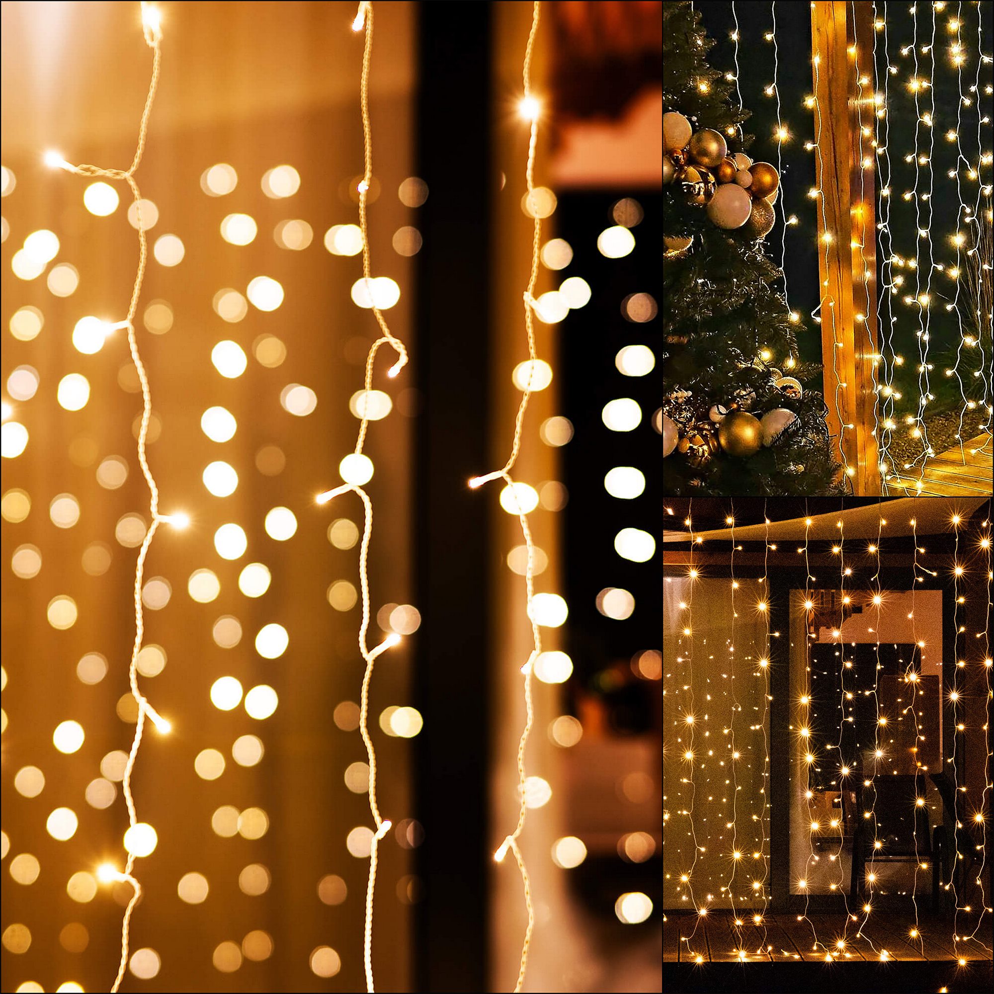 Šviesos užuolaida springos 200 led, šiltai balta, 5 m