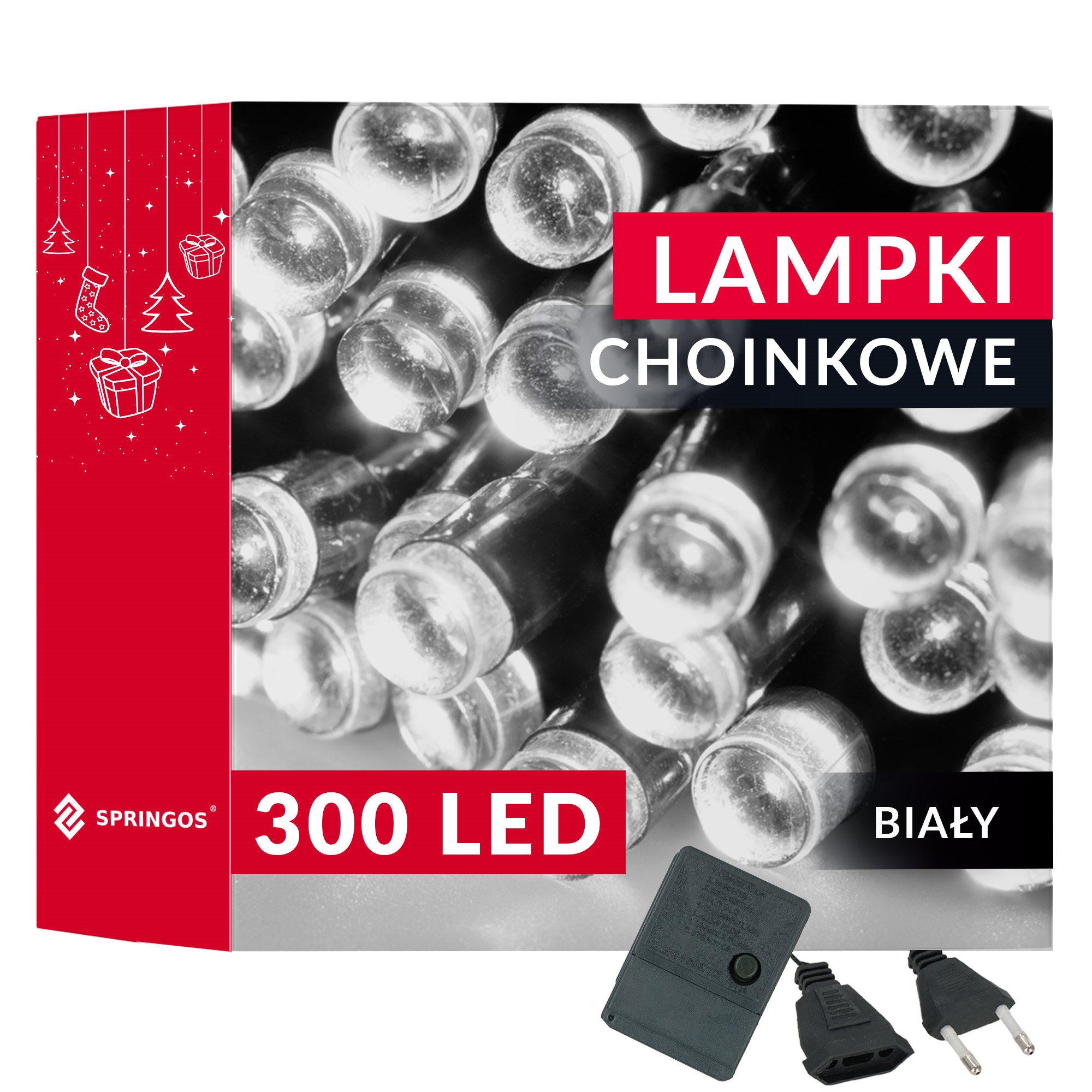 Kalėdinės lemputės springos 300 led, 21 m, šaltai balta