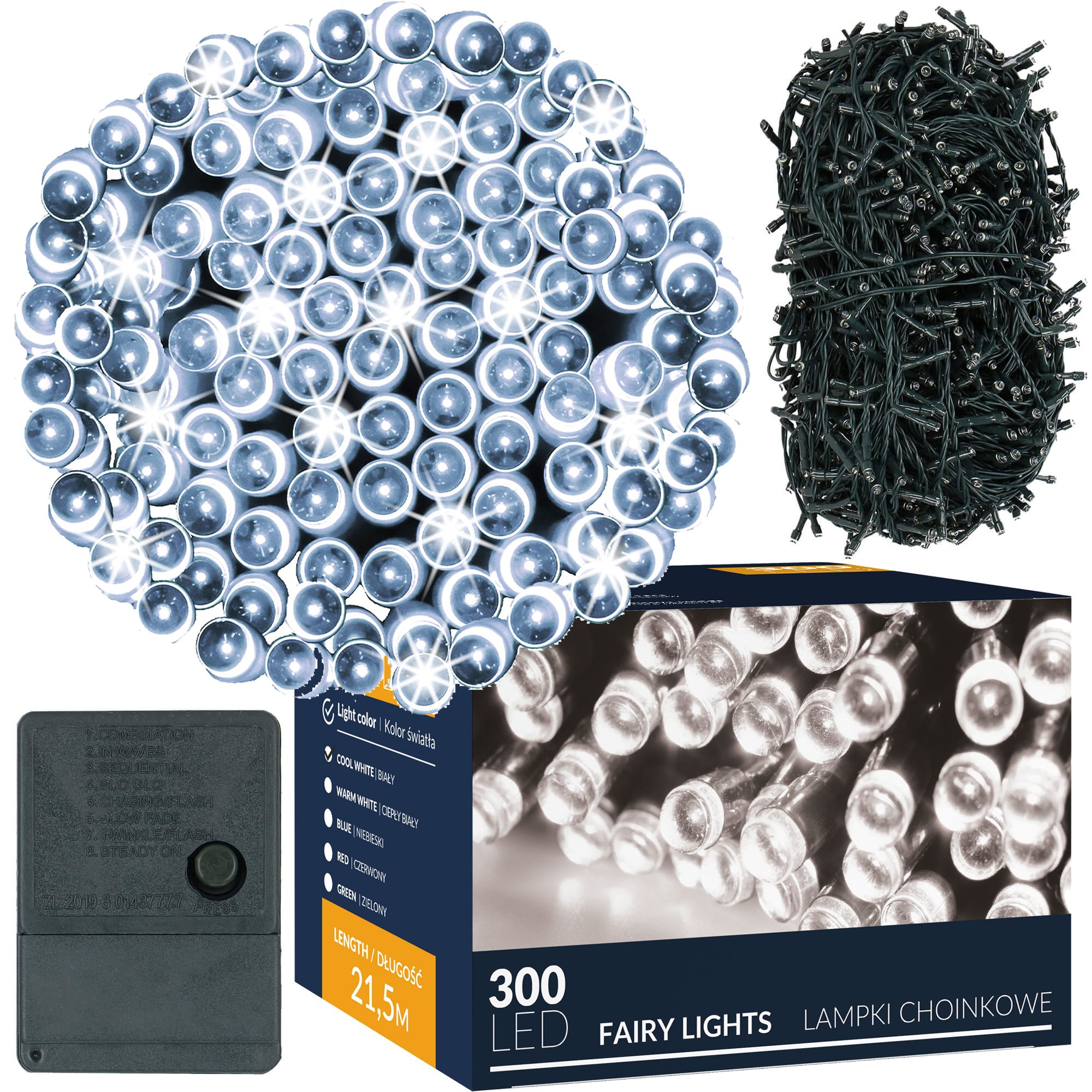 Kalėdinės lemputės springos 300 led, 21 m, šaltai balta