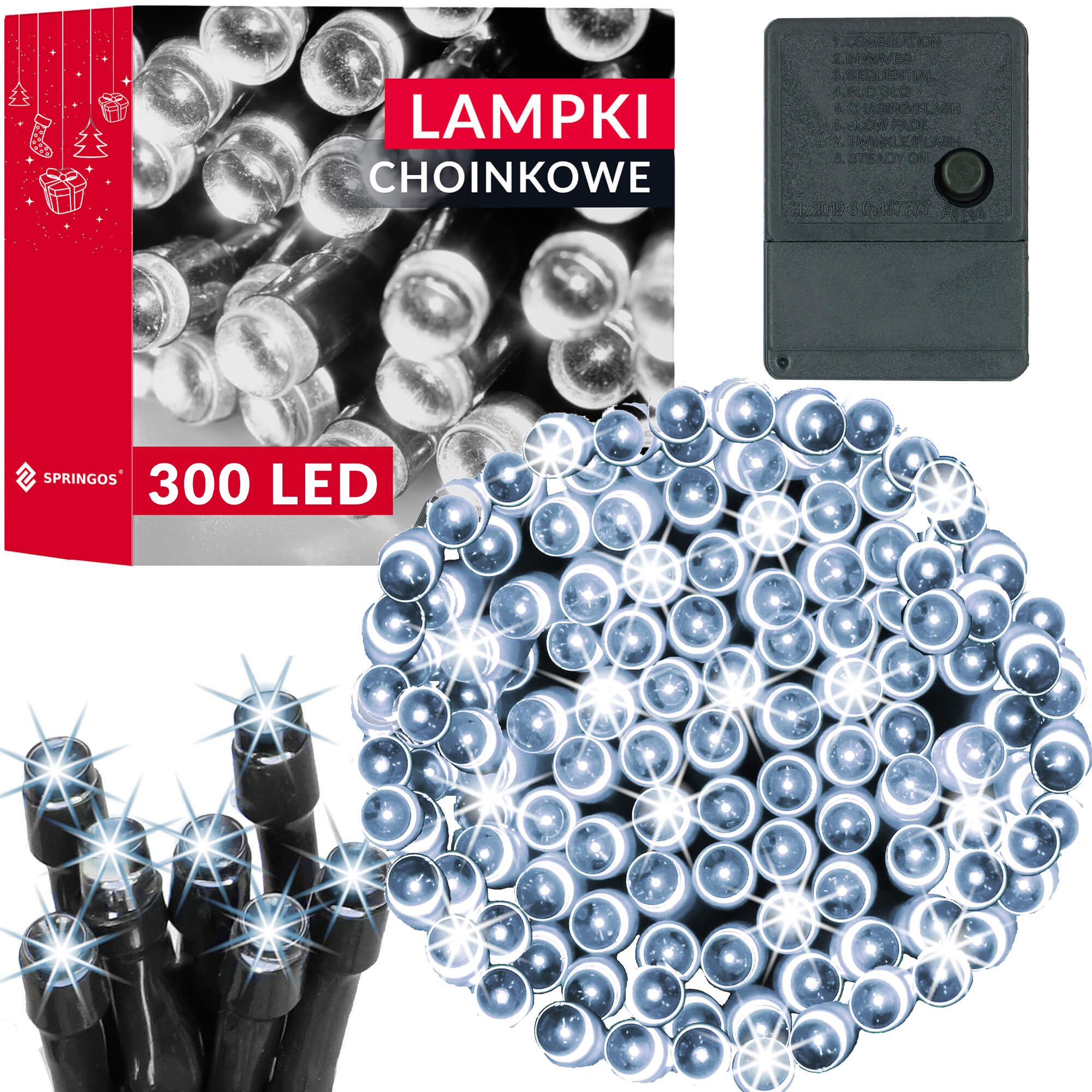 Kalėdinės lemputės springos 300 led, 21 m, šaltai balta