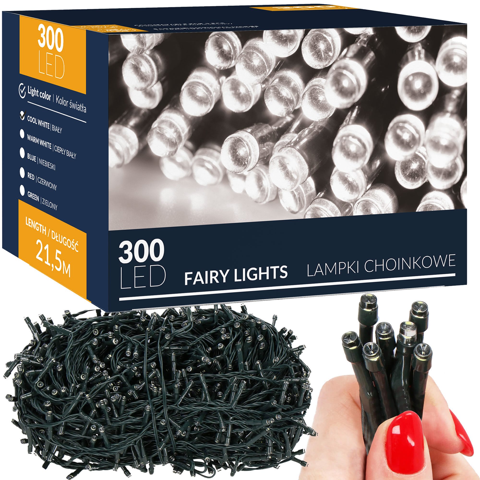Kalėdinės lemputės springos 300 led, 21 m, šaltai balta