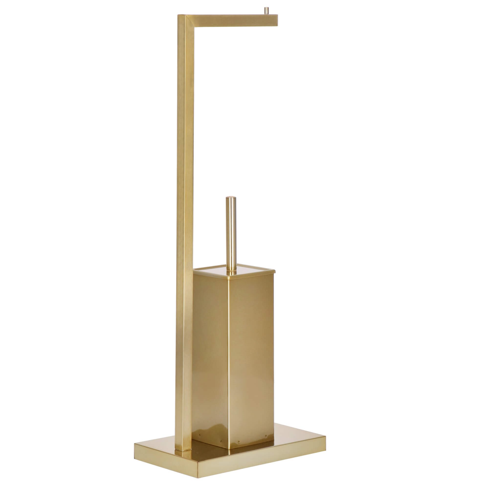 Tualetinio popieriaus ir tualeto šepečio stovas su šepečiu, auksinis, 67 cm 3