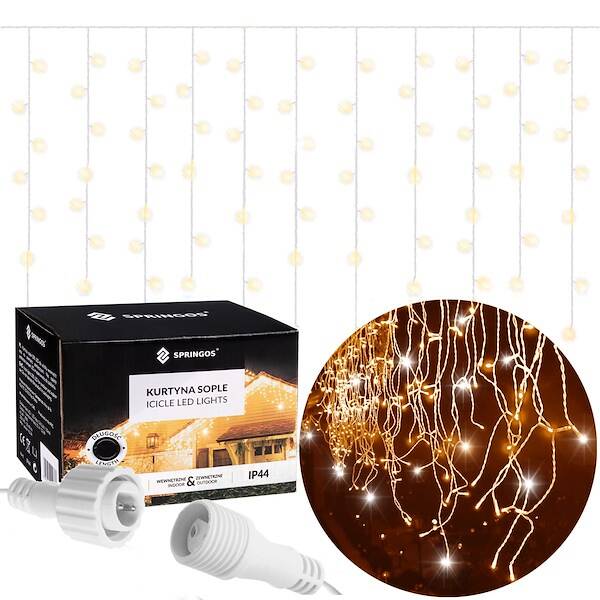 Led varveklio girlianda springos cl0517, 500 led, šiltai balta su šaltai balto mirksėjimu