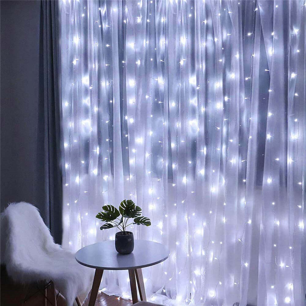 Vielinės girliandos užuolaida su 200 led ir nuotoliniu valdymu