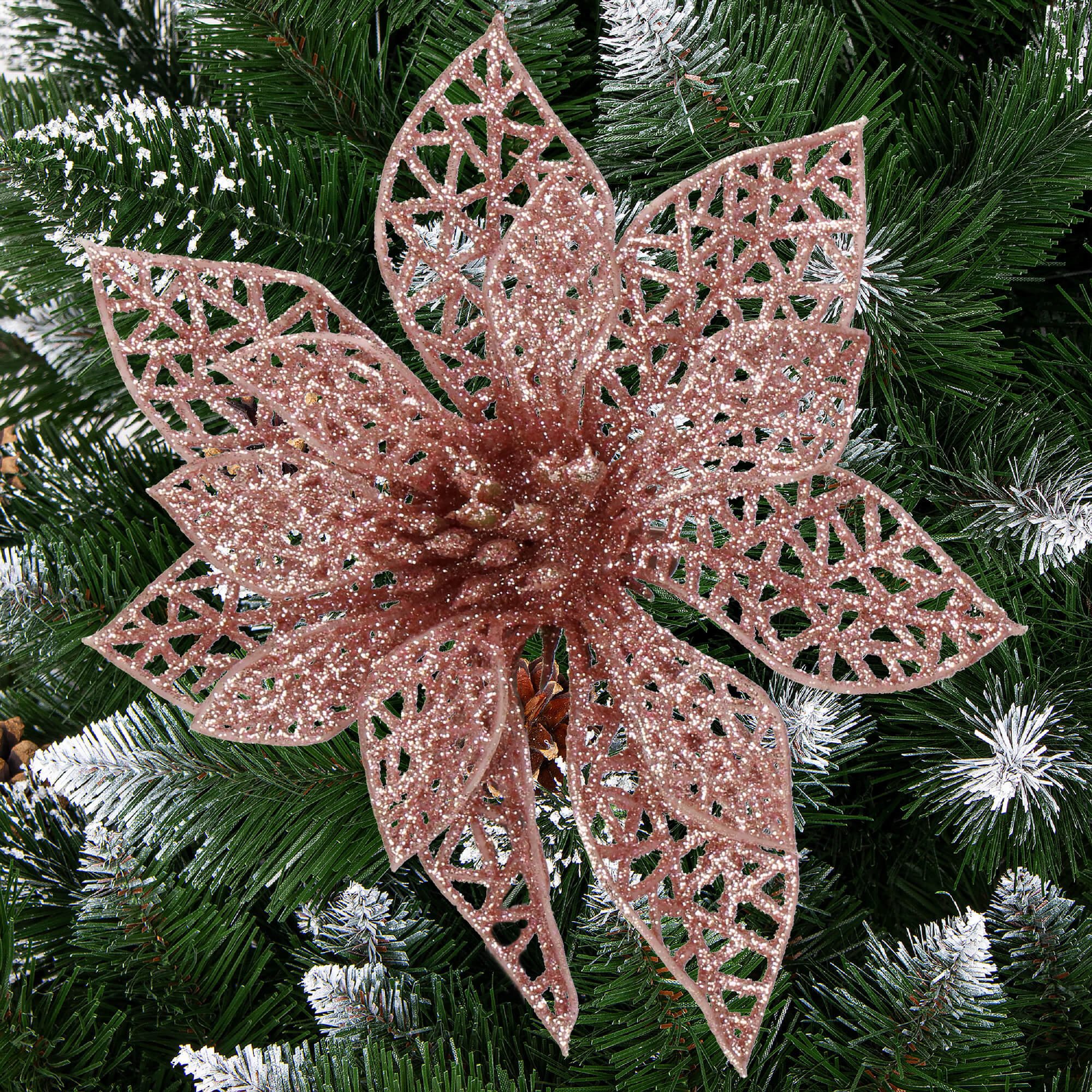 Kalėdinė puošmena springos poinsettia 11x11 cm