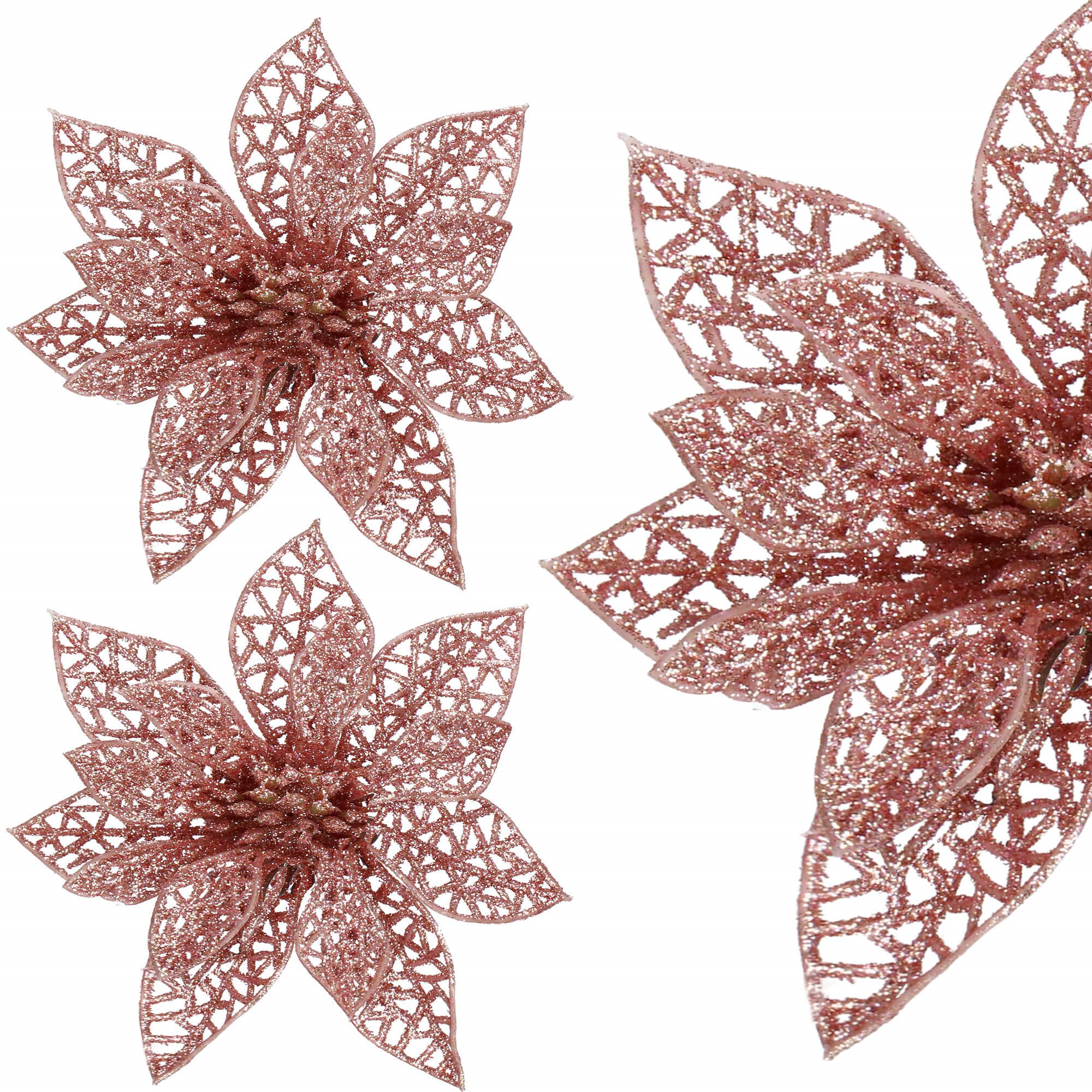 Kalėdinė puošmena springos poinsettia 11x11 cm