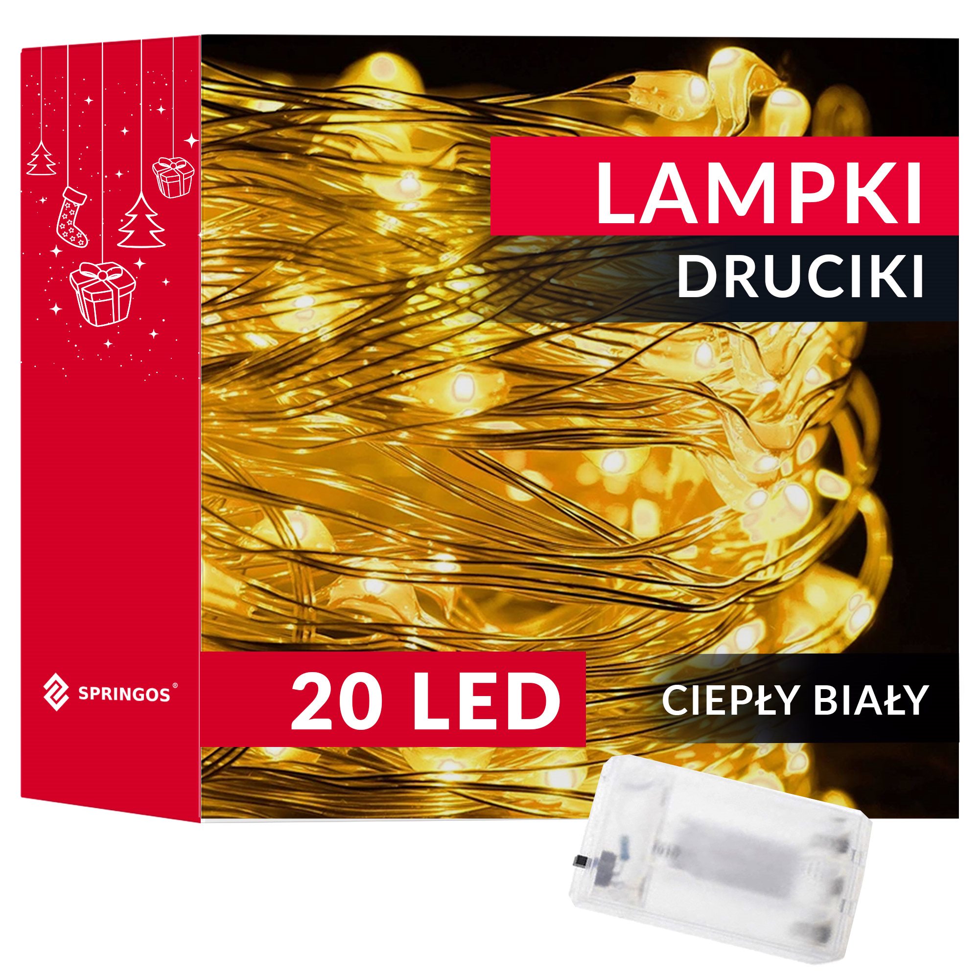 Mikrolempų girlianda su 20 led diodų, šilta balta šviesa, 9 m