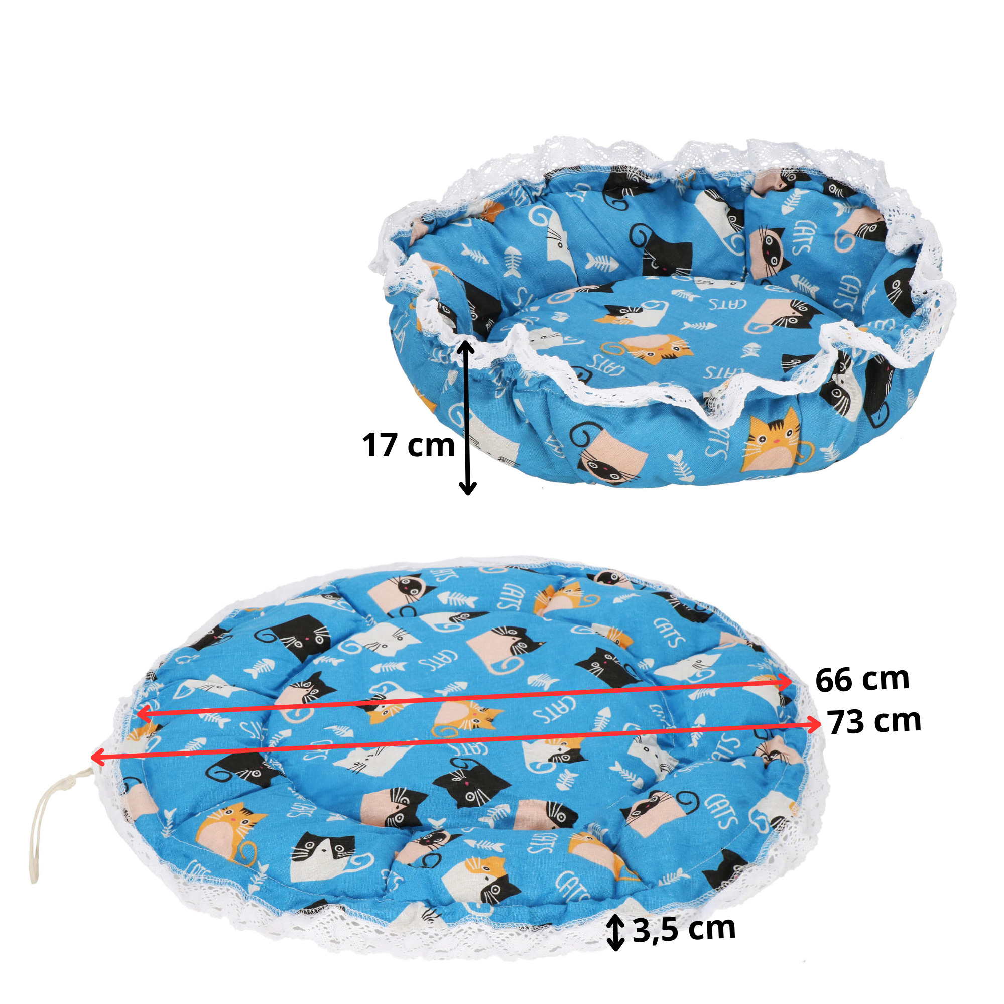 Pliušinis gyvūnų guolis springos pa0242, 73 cm, mėlynas