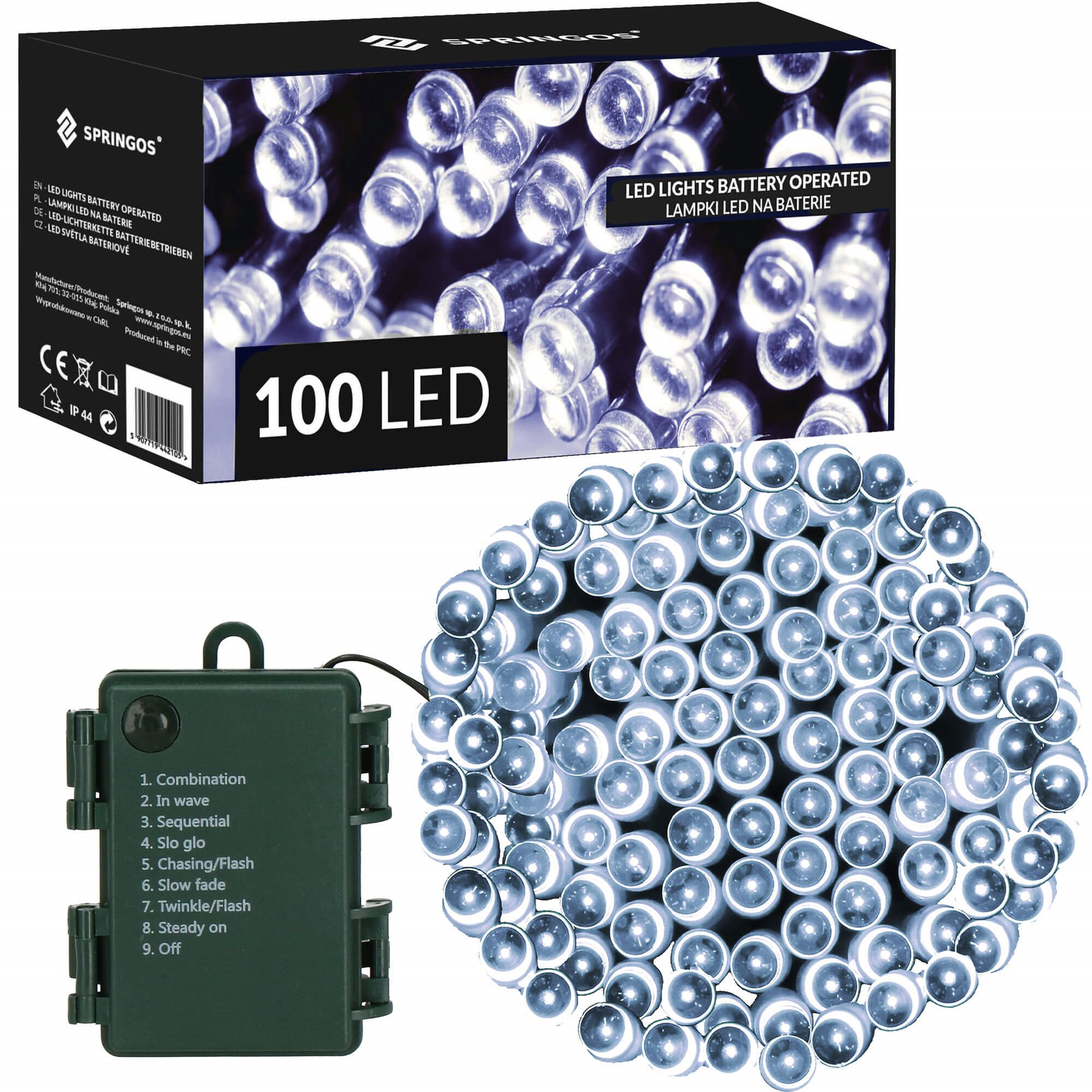 Led girlianda 100 led, šalta balta, 10,5 m, ip44