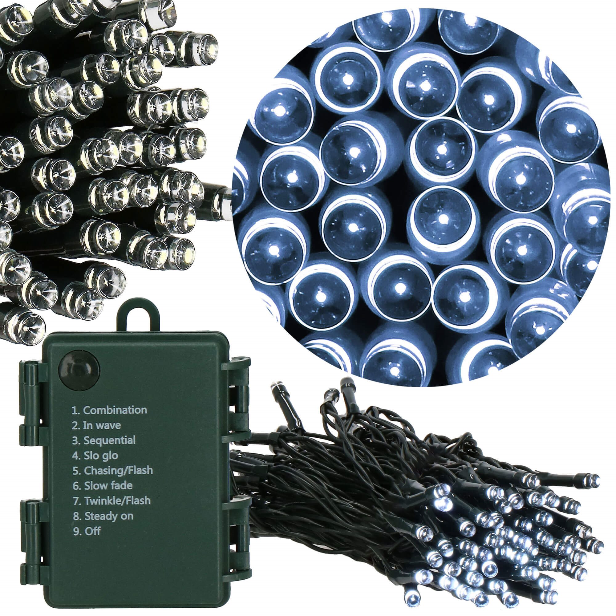Led girlianda 100 led, šalta balta, 10,5 m, ip44