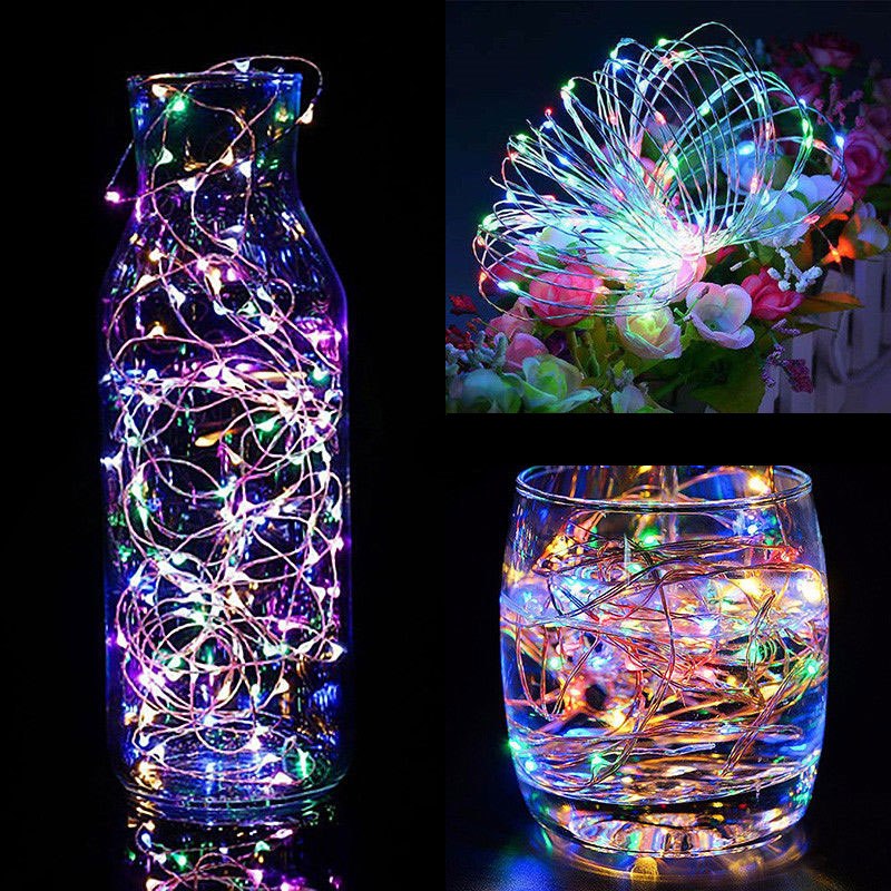 Daugiaspalvės mikrolempučių girliandos su 10 led diodų