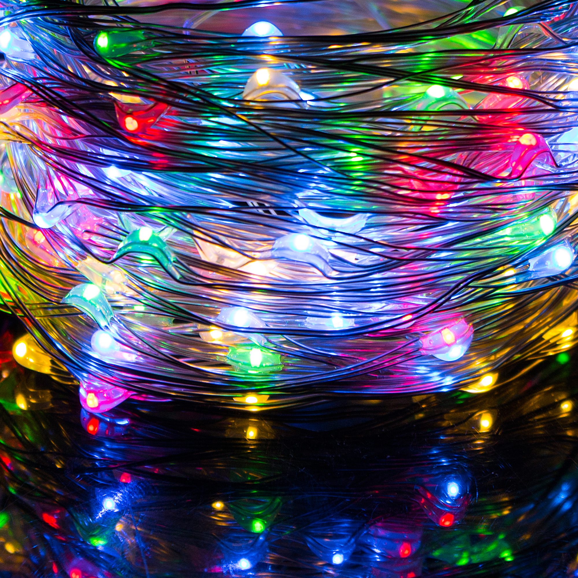 Daugiaspalvės mikrolempučių girliandos su 10 led diodų
