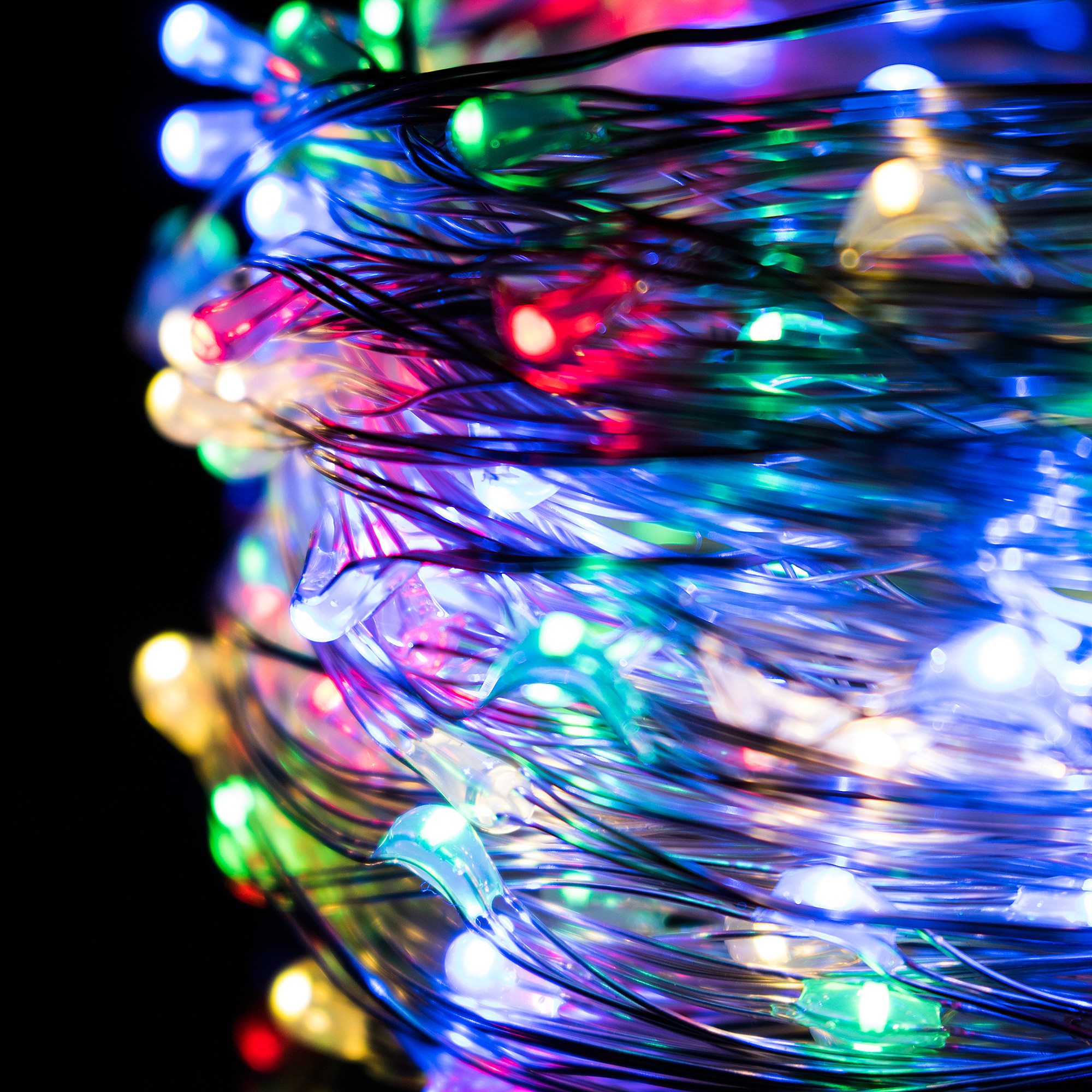 Daugiaspalvės mikrolempučių girliandos su 10 led diodų
