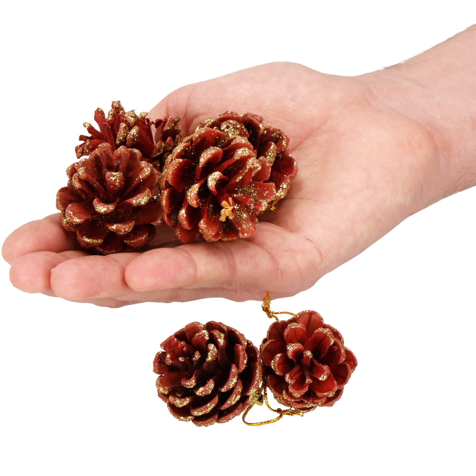 Kalėdinė puošmena springos 4 cm, ruda su aukso blizgučiais