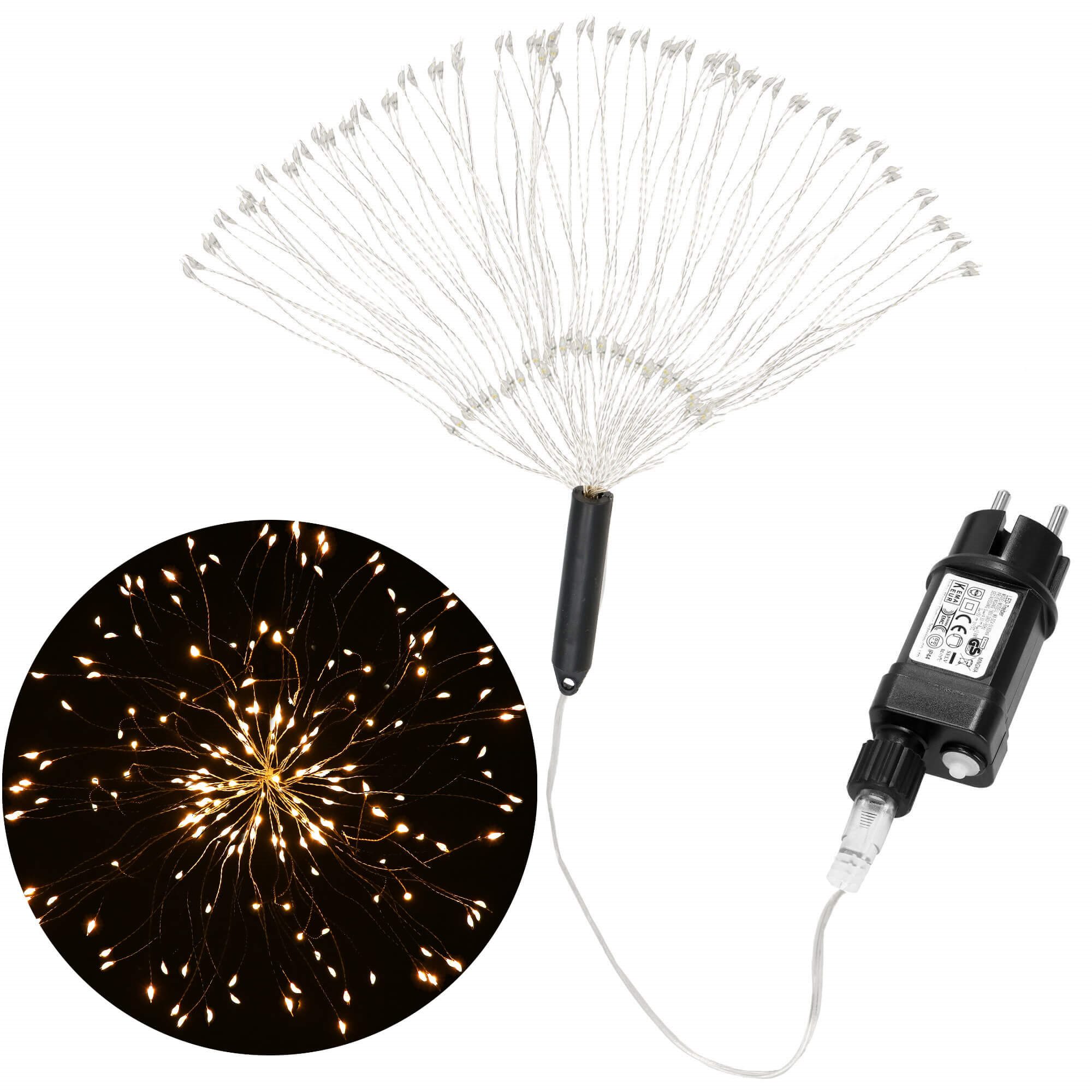 Šviečianti dekoracija springos sprogstanti žvaigždė, 100 led, šilta balta, 40 cm