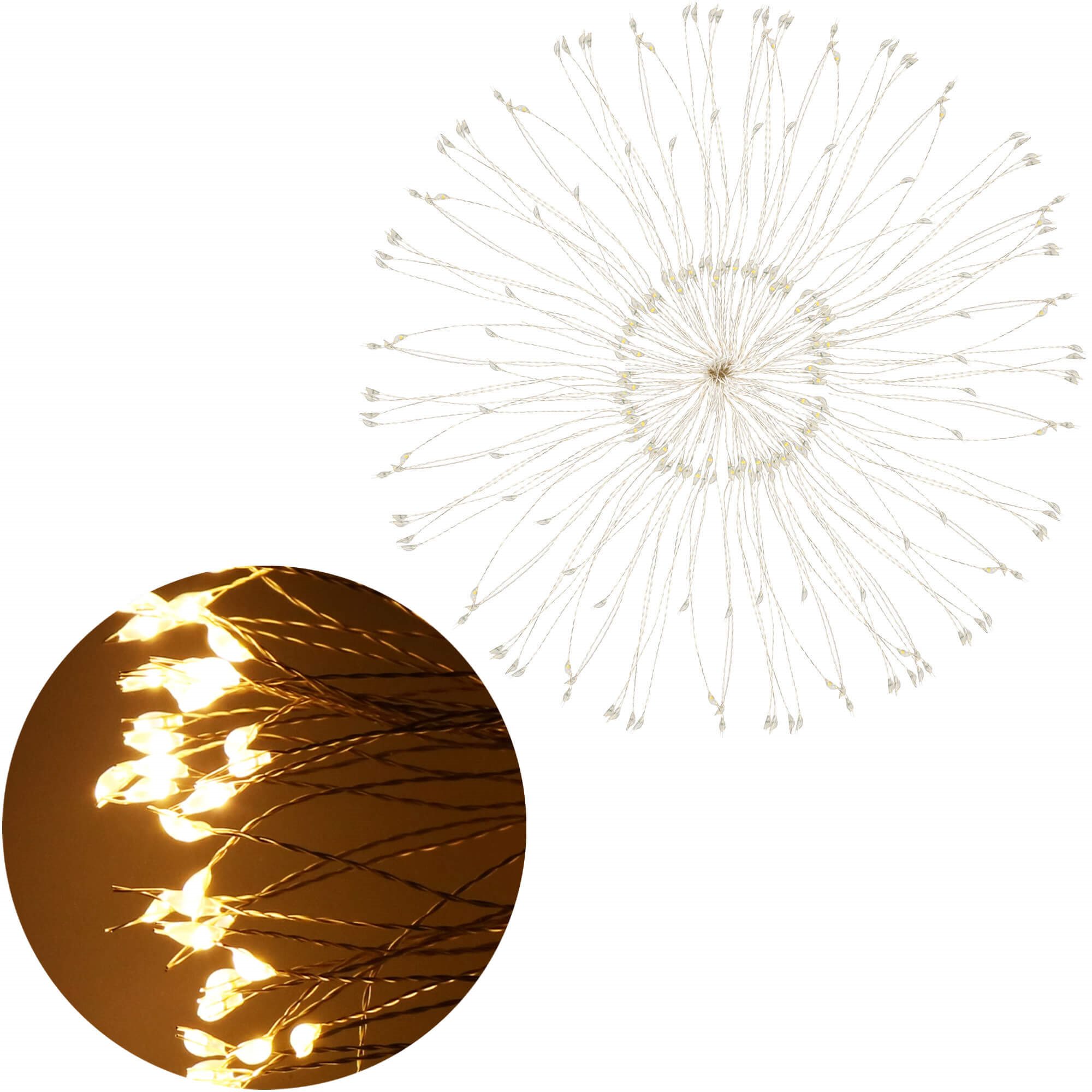 Šviečianti dekoracija springos sprogstanti žvaigždė, 100 led, šilta balta, 40 cm