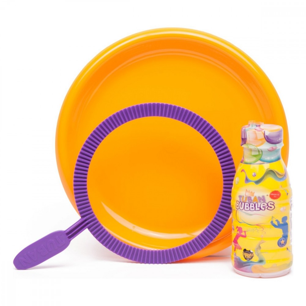 Muilo burbuliukų rinkinys - 250 ml skysčio + lekštė + plastikinis žiedas (⌀16 cm), tuban tu3635