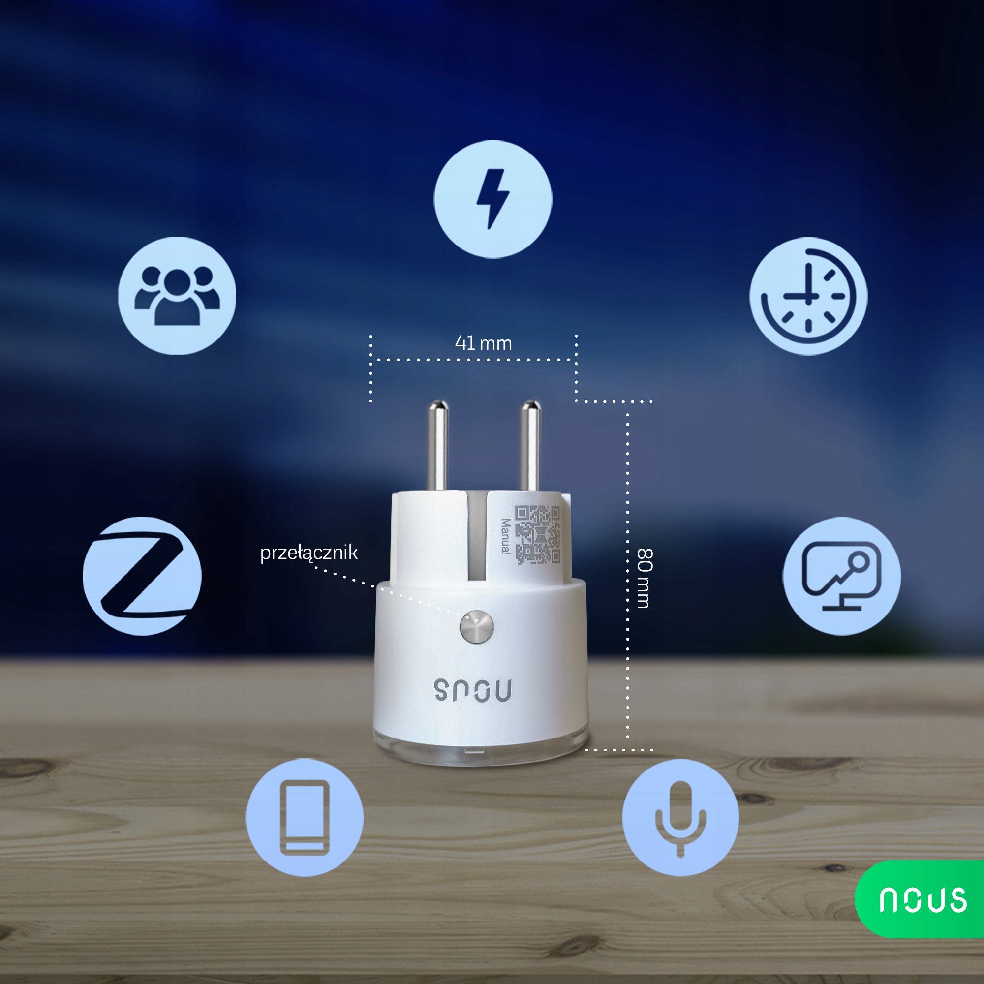 Išmanioji ZigBee rozetė su energijos matavimu Nous Smart Life A1