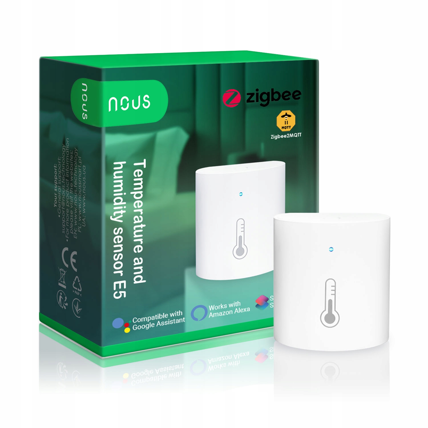 Išmanus temperatūros ir drėgmės sensorius jutiklis NOUS E5 Zigbee