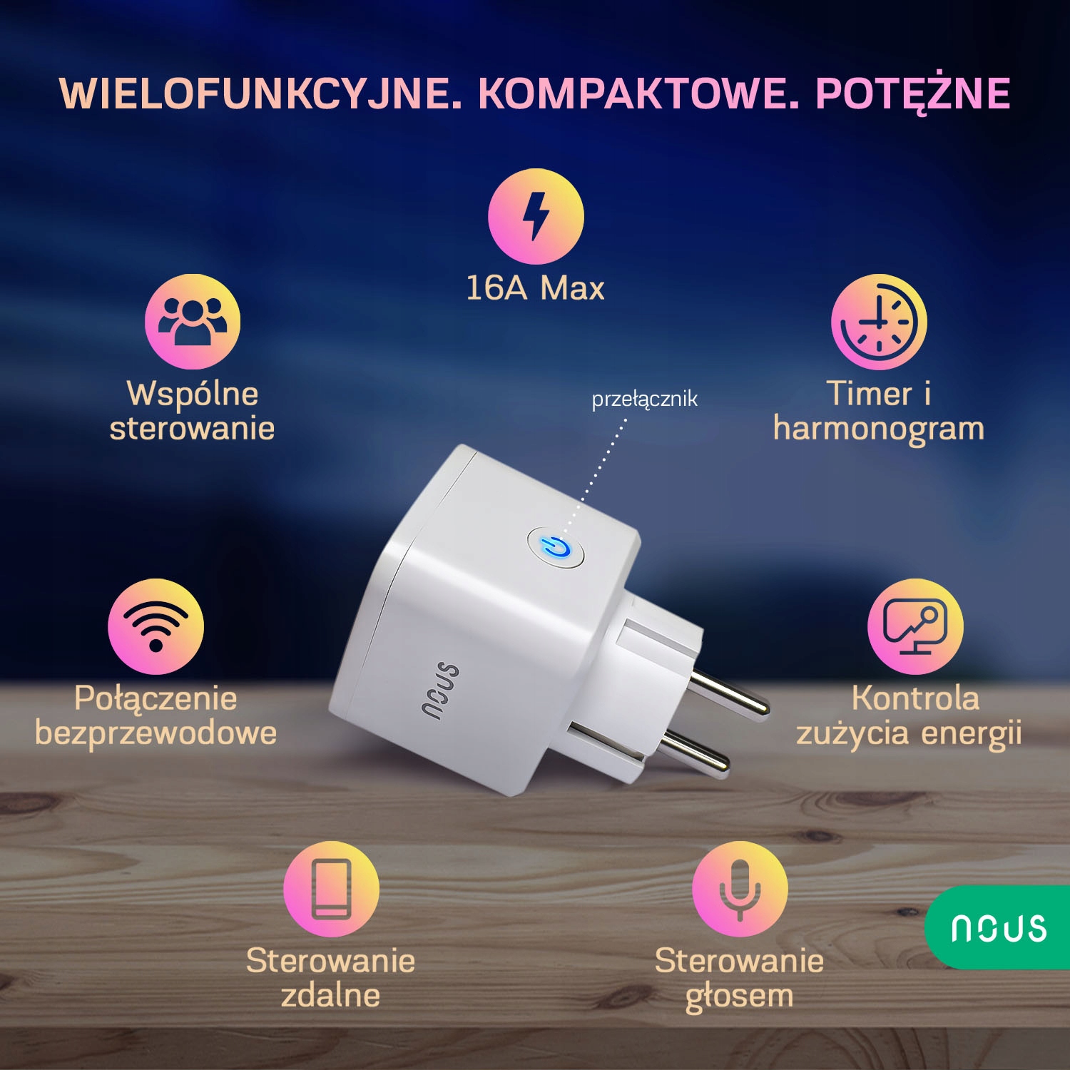 Išmanioji Wi-Fi rozetė Nous Smart Life Tuya A7