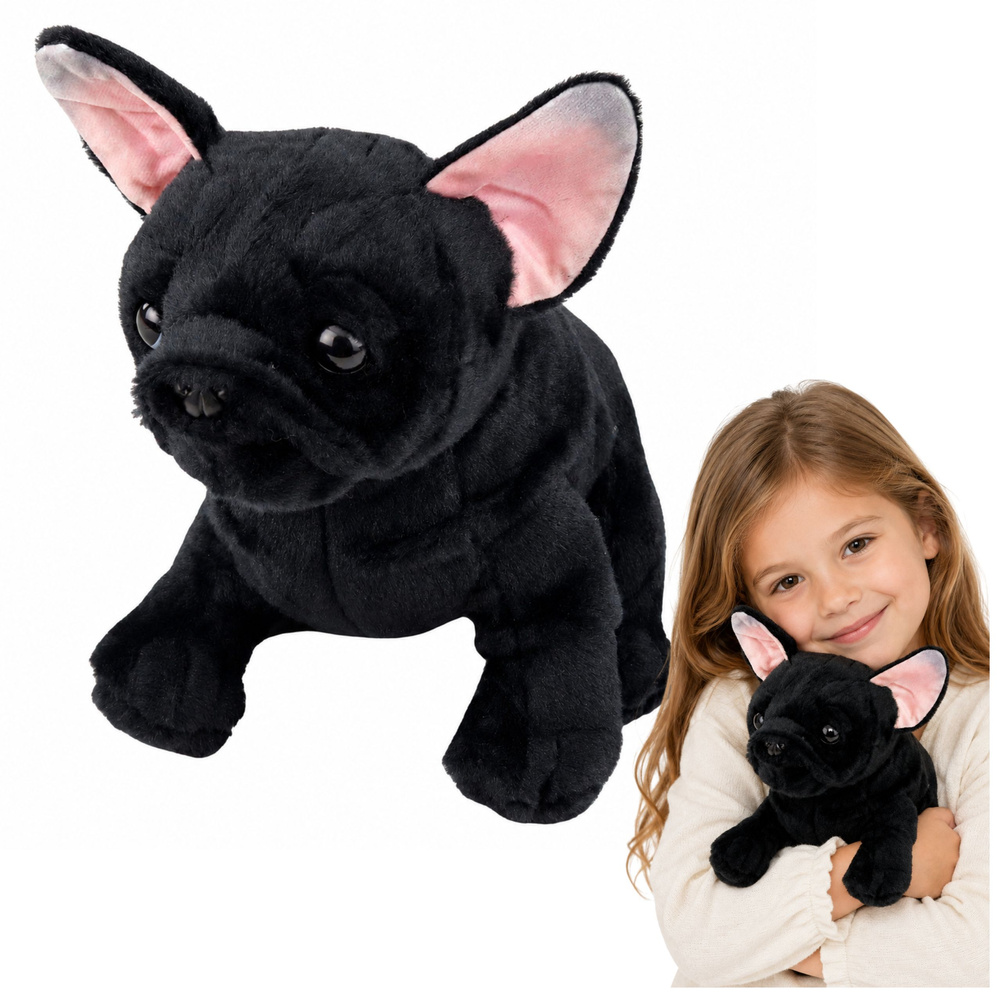 Pliušinis prancūzų buldogas Juodas 22 cm