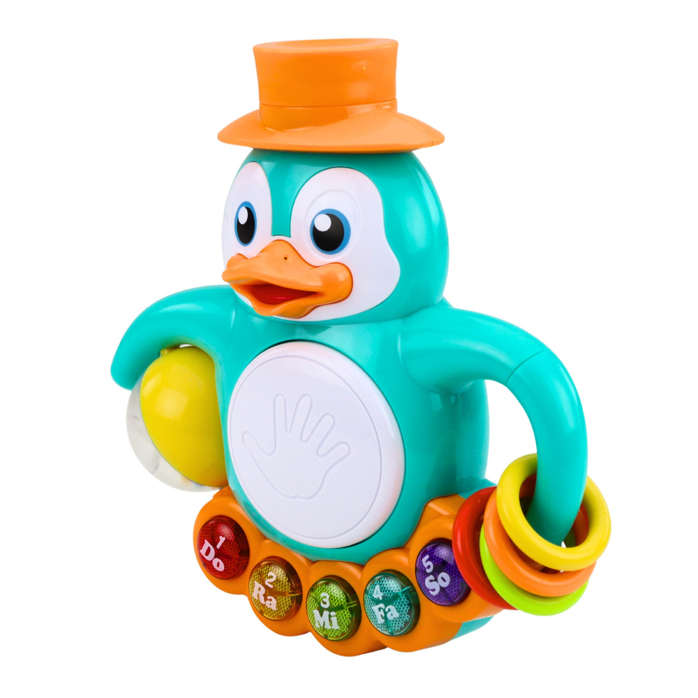 Interaktyvus pingvinas (turkio spalvos, oranžinis, baltas) 3
