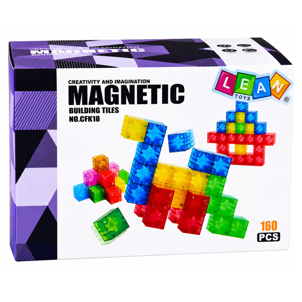 Magnetinės konstravimo kaladėlės, kubo formos, įvairiaspalvės, 160 vnt. 3