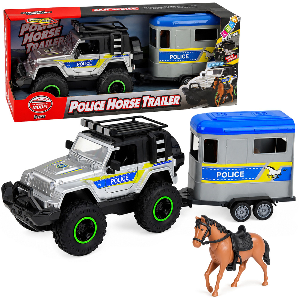 Policijos automobilis su priekaba