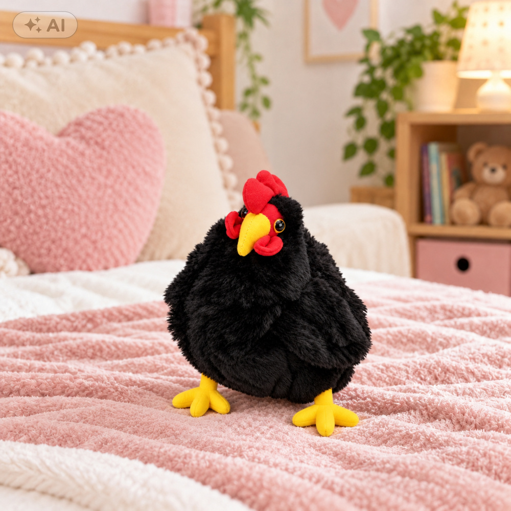 Pliušinė višta, juoda, 20 × 13 × 8 cm 3