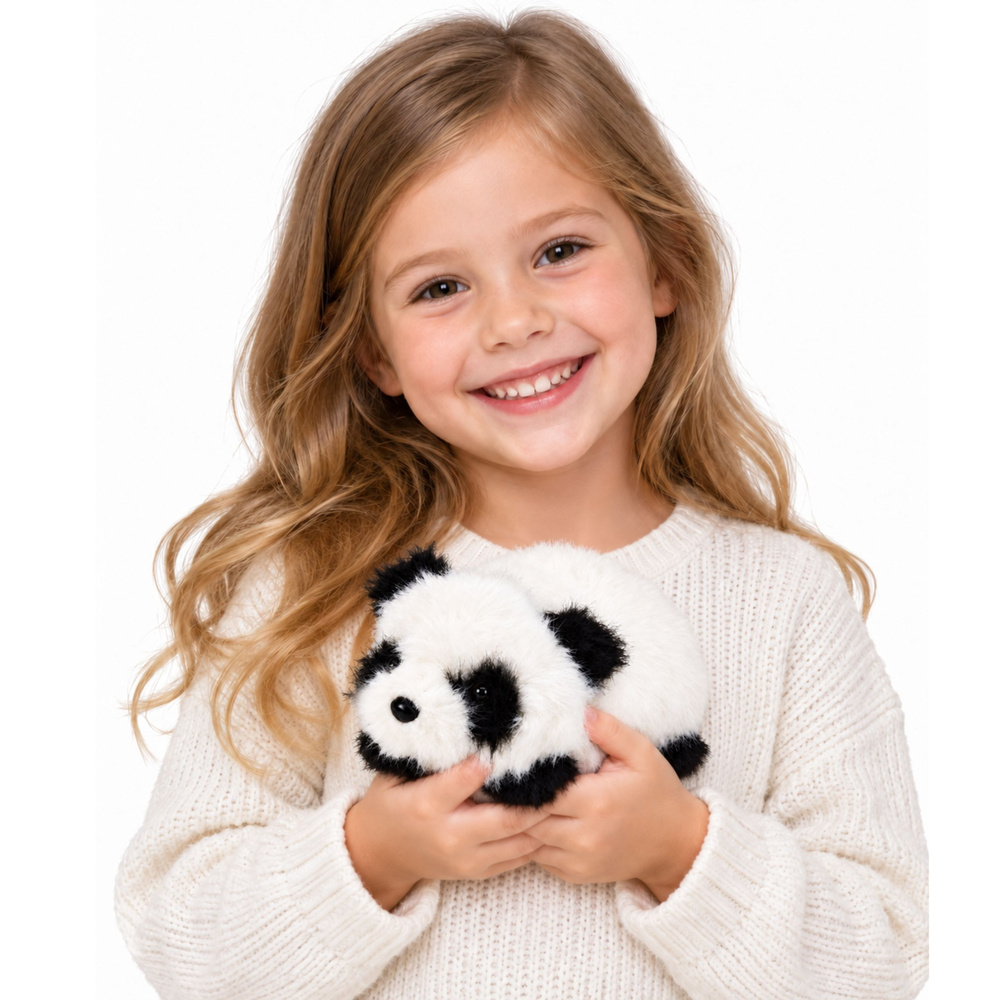 Pliušinis žaislas panda, juodos ir baltos spalvų, 16 × 10 × 8 cm
