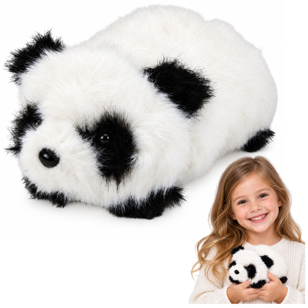 Pliušinis žaislas panda, juodos ir baltos spalvų, 16 × 10 × 8 cm