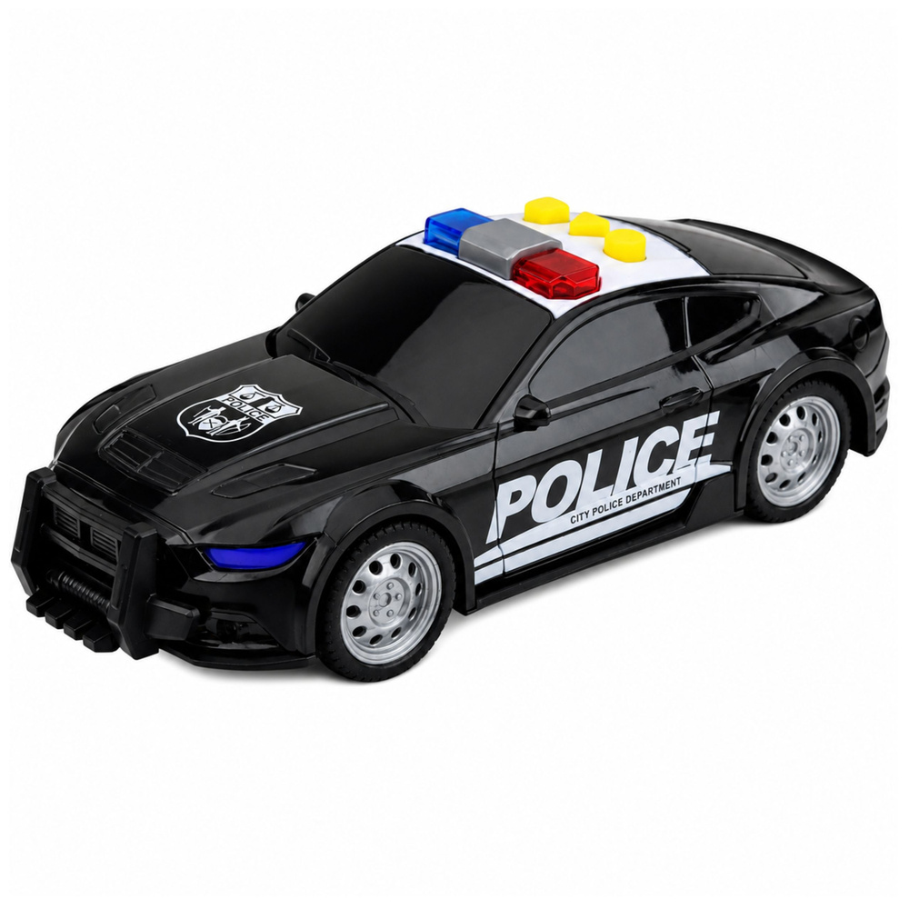 Policijos automobilis su šviesos ir garso efektais, juodas, 16,5 × 7 × 5 cm