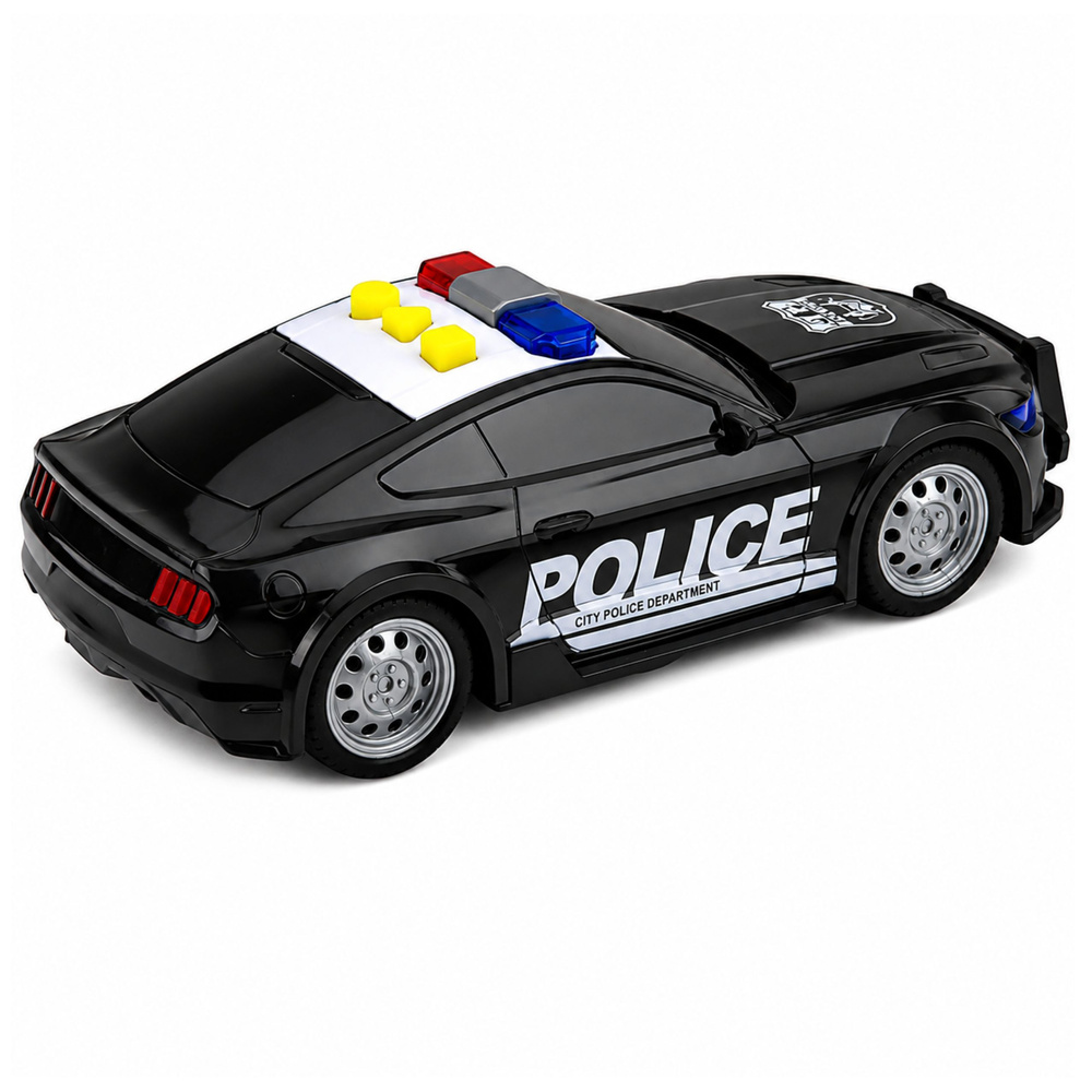 Policijos automobilis su šviesos ir garso efektais, juodas, 16,5 × 7 × 5 cm 2