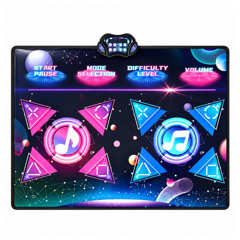 Interaktyvus šokių kilimėlis dviem žaidėjams su LED apšvietimu ir muzika, įvairiaspalvis, 120 x 95 cm 2