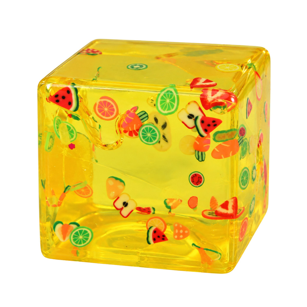 Sensorinis spaudomas žaislas ledo kubelio formos su vaisiais, 5 × 5 × 5 cm 3