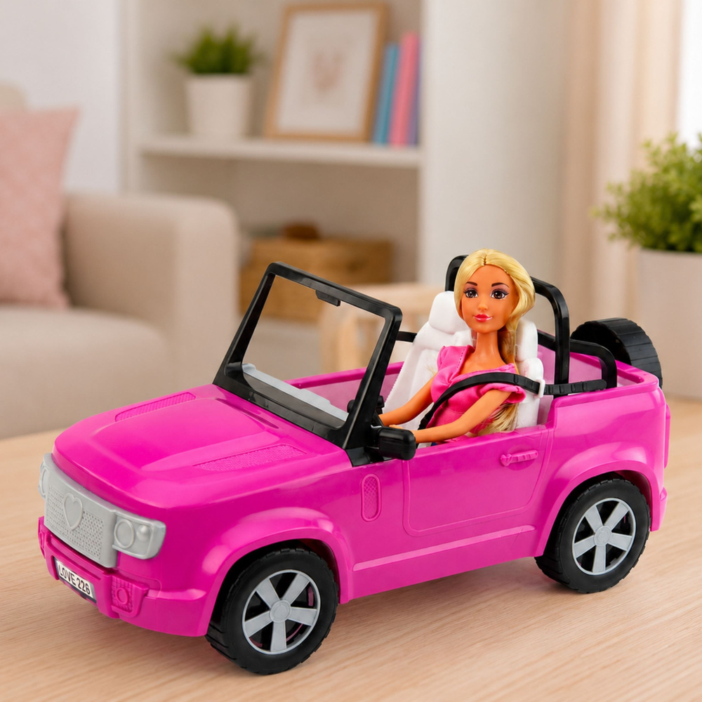 Lėlės ir automobilio rinkinys „Anlily“ su priedais, violetinis, 30 cm 2