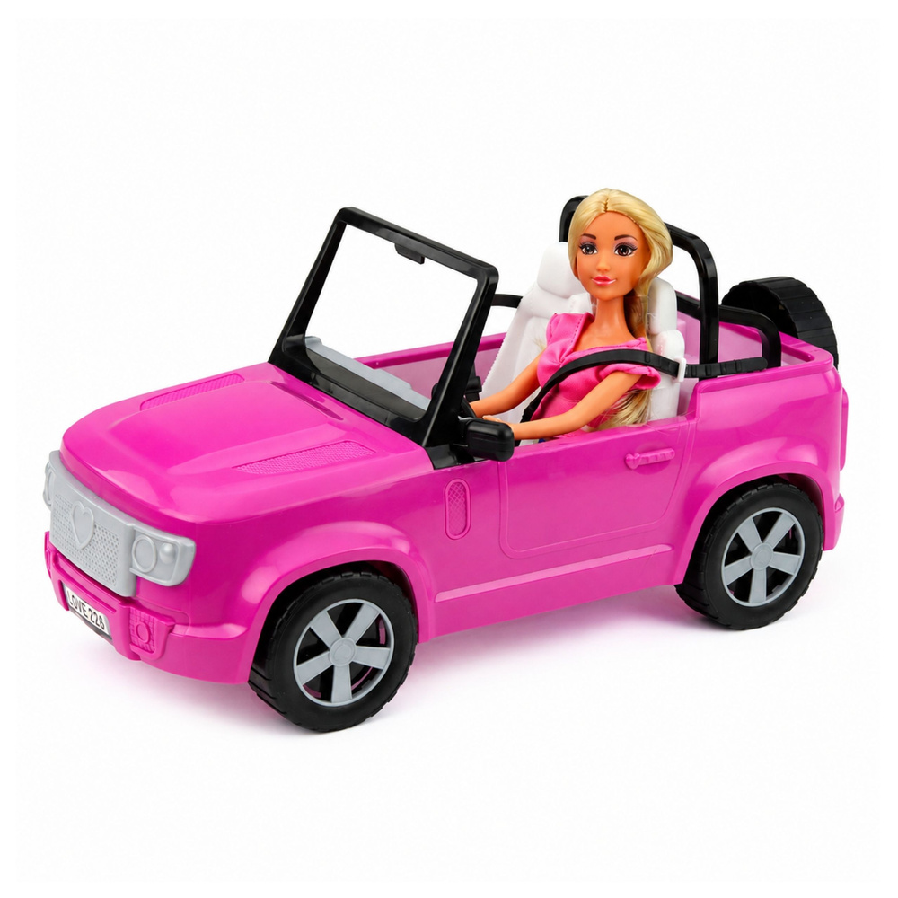 Lėlės ir automobilio rinkinys „Anlily“ su priedais, violetinis, 30 cm