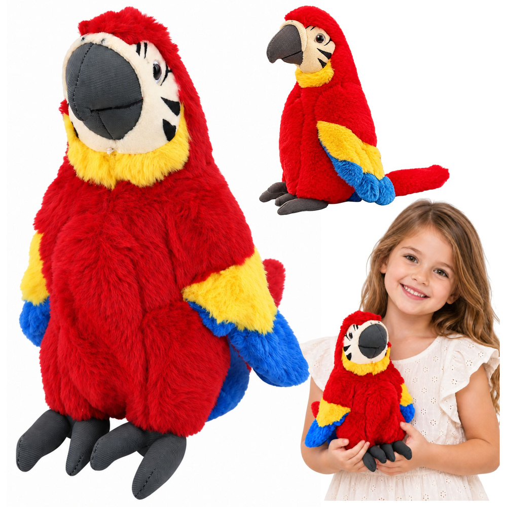 Pliušinė ara papūga, raudona, 25 × 24 × 12 cm