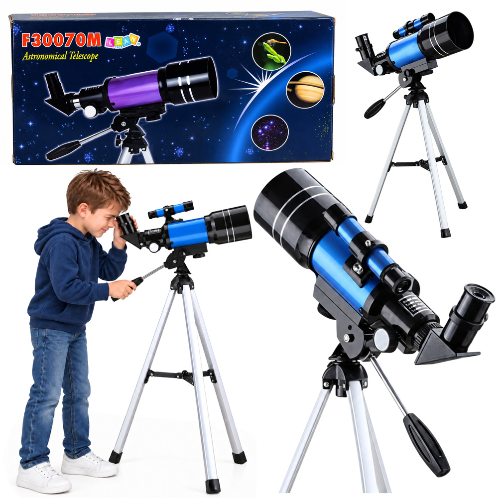 Astronominis teleskopas 70 mm, 150 k., mėlynas