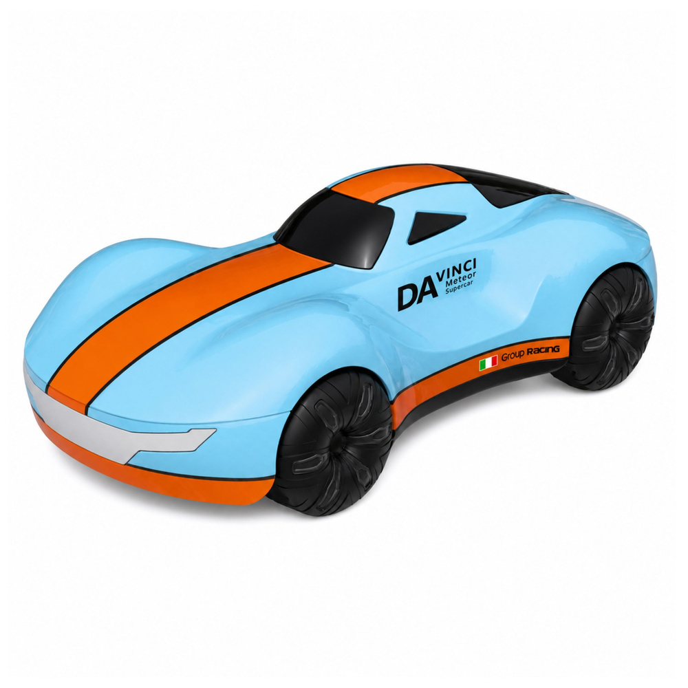 Nuotoliniu būdu valdomas automobilis su valdymu gestais ir dūmų efektu, mėlynas ir oranžinis, 24,2 × 13 × 8 cm