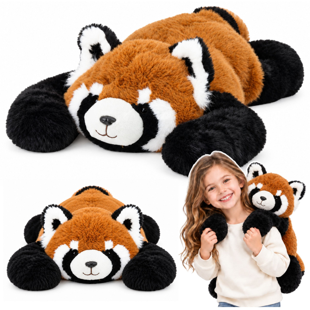 Pliušinis žaislas raudonoji panda ilgomis galūnėmis, rausvai rudas, 60 × 35 × 18 cm