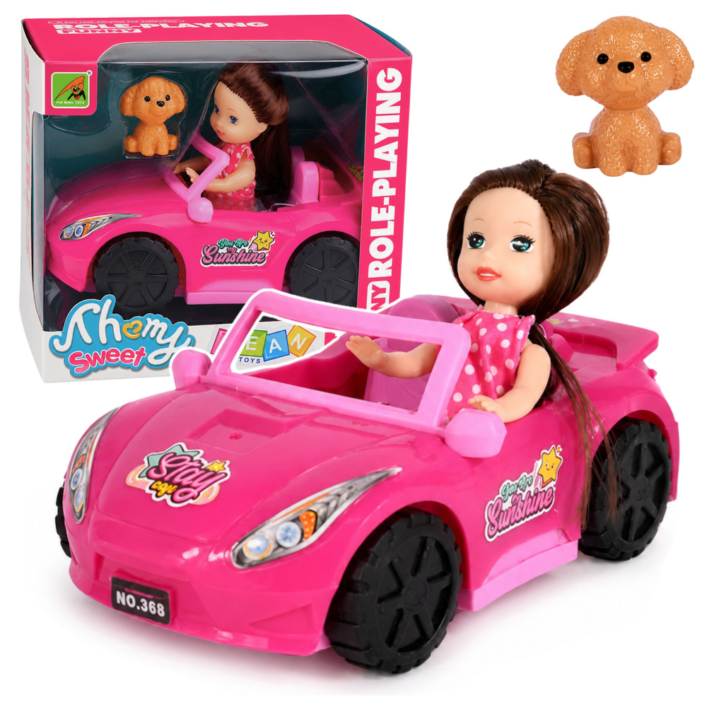Mini lėlė su kabrioletu rožinė