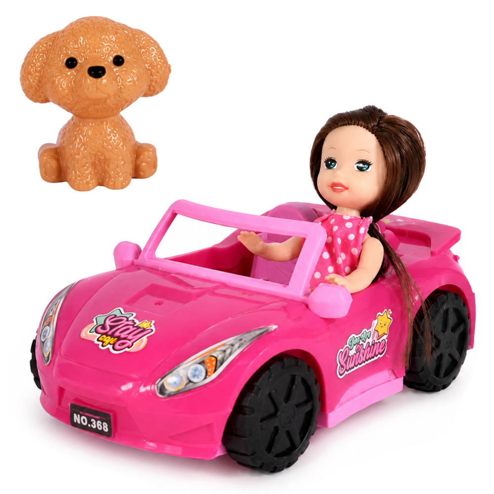 Mini lėlė su kabrioletu rožinė 3