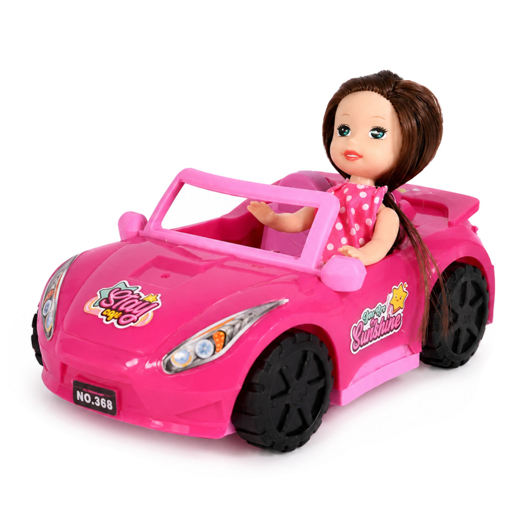 Mini lėlė su kabrioletu rožinė