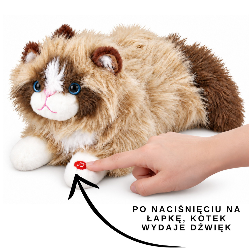 Interaktīvs plīša kaķis ar miaukšanas skaņām, smilškrāsas, 40 × 18 × 16 cm 2